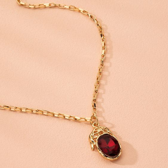 Beautiful Tide Ruby Diamond Pendant Necklace