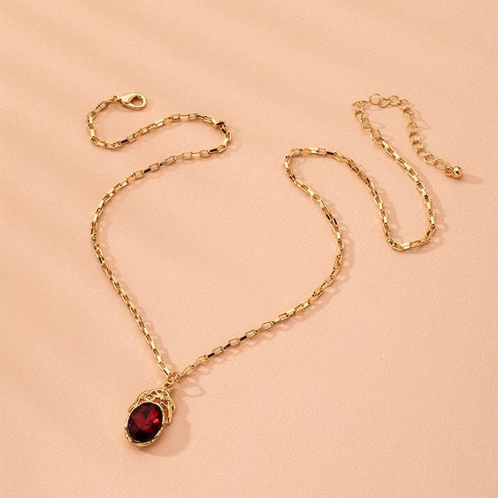 Beautiful Tide Ruby Diamond Pendant Necklace
