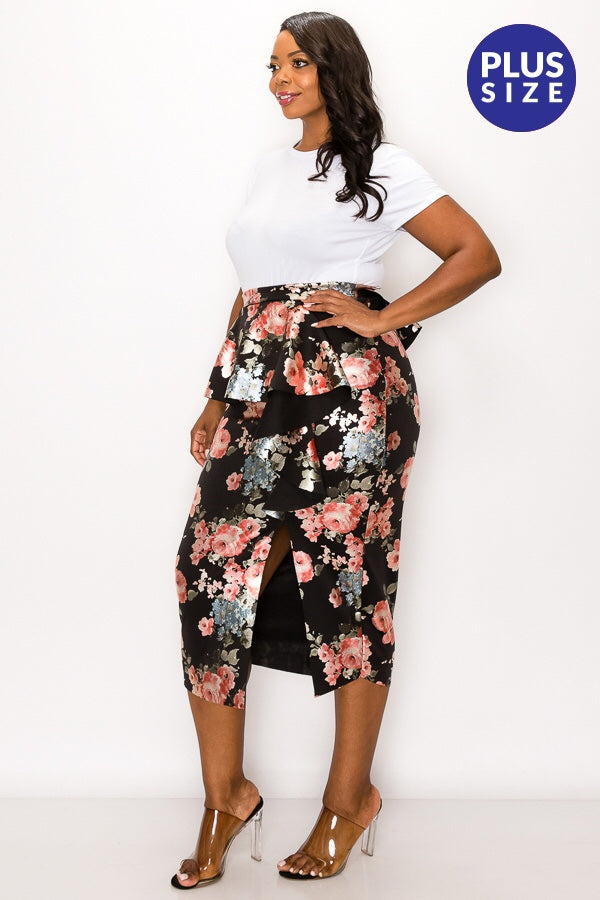 Fashion Floral Foil Skirt