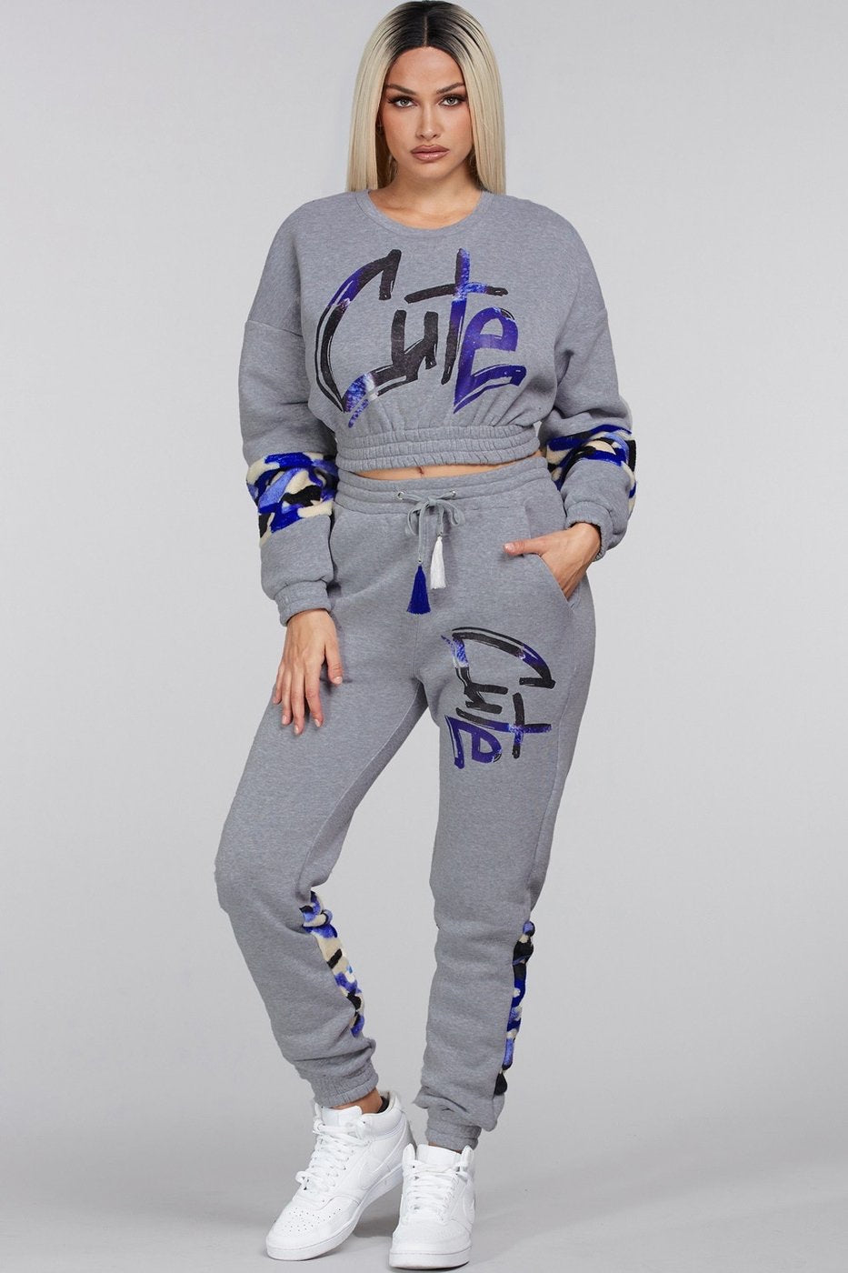 PULL OVER CROPP SWEATER AND JOGGER SET